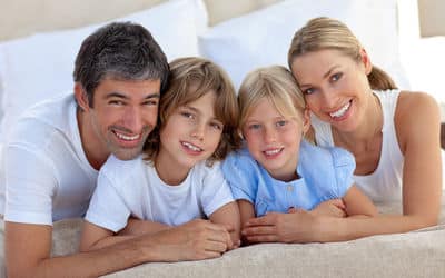 Smiling whole family after teeth check up at Bendigo dental